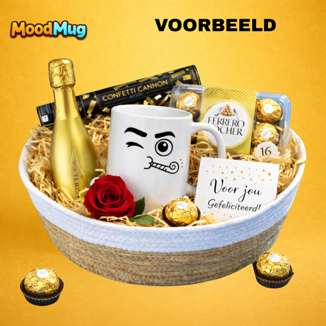 Feest Box Lief Gebaar – Luxe Cadeaubox met Mok, Chocolade & Prosecco